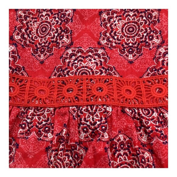 Nautica Baby Girl Handkerchief Dress 0-3M Sleeveless Red Medallion Print Cotton - Picture 10 of 15